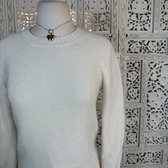 J Crew Merino Wool Blend Cream Ivory Tight Knit Crewneck Sweater Sz XS - Picture 2 of 7